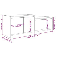 Produktbild för Tv-bänk rökfärgad ek 146,5x35x50 cm konstruerat trä