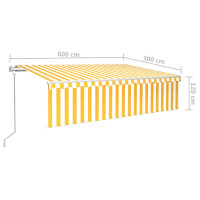 Produktbild för Automatisk markis med rullgardin vindsensor LED 6x3 m gul/vit