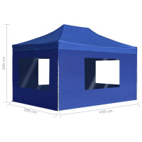 Produktbild för Hopfällbart partytält med väggar aluminium 4,5x3 m blå