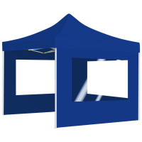 Produktbild för Hopfällbart partytält med väggar aluminium 2x2 m blå