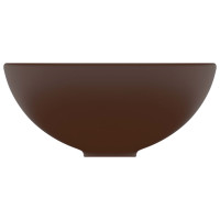 Miniatyr av produktbild för Lyxigt runt handfat matt mörkbrun 32,5x14 cm keramik