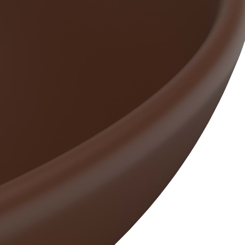 Produktbild för Lyxigt runt handfat matt mörkbrun 32,5x14 cm keramik