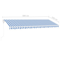 Produktbild för Fristående markis automatisk 500x350 cm blå/vit