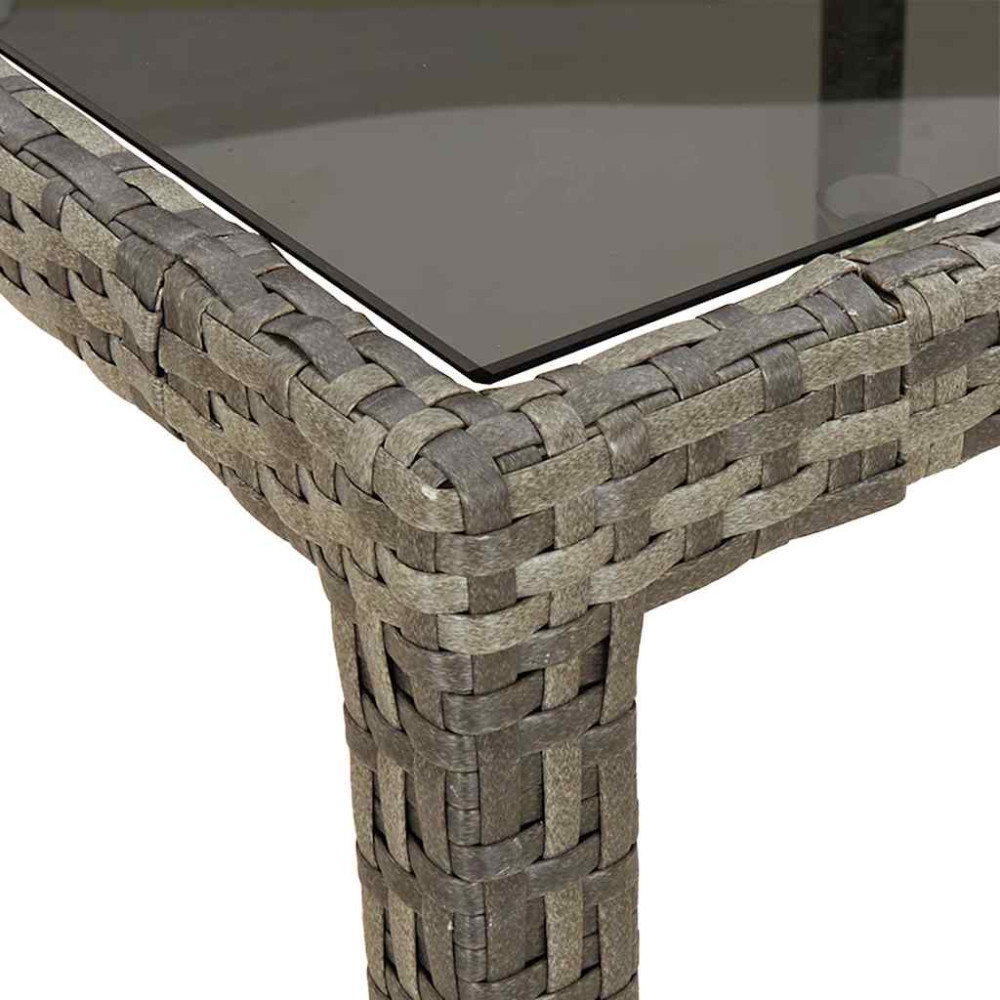 Produktbild för Utebord grå 250x100x75 cm härdat glas och konstrotting