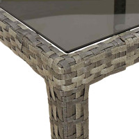 Produktbild för Utebord grå 250x100x75 cm härdat glas och konstrotting