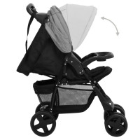 Miniatyr av produktbild för Barnvagn 2-i-1 ljusgrå och svart stål