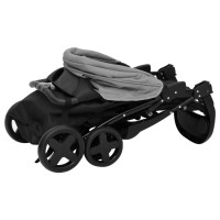Miniatyr av produktbild för Barnvagn 2-i-1 ljusgrå och svart stål