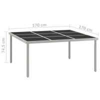 Miniatyr av produktbild för Trädgårdsbord 170x170x74,5 cm stål och glas