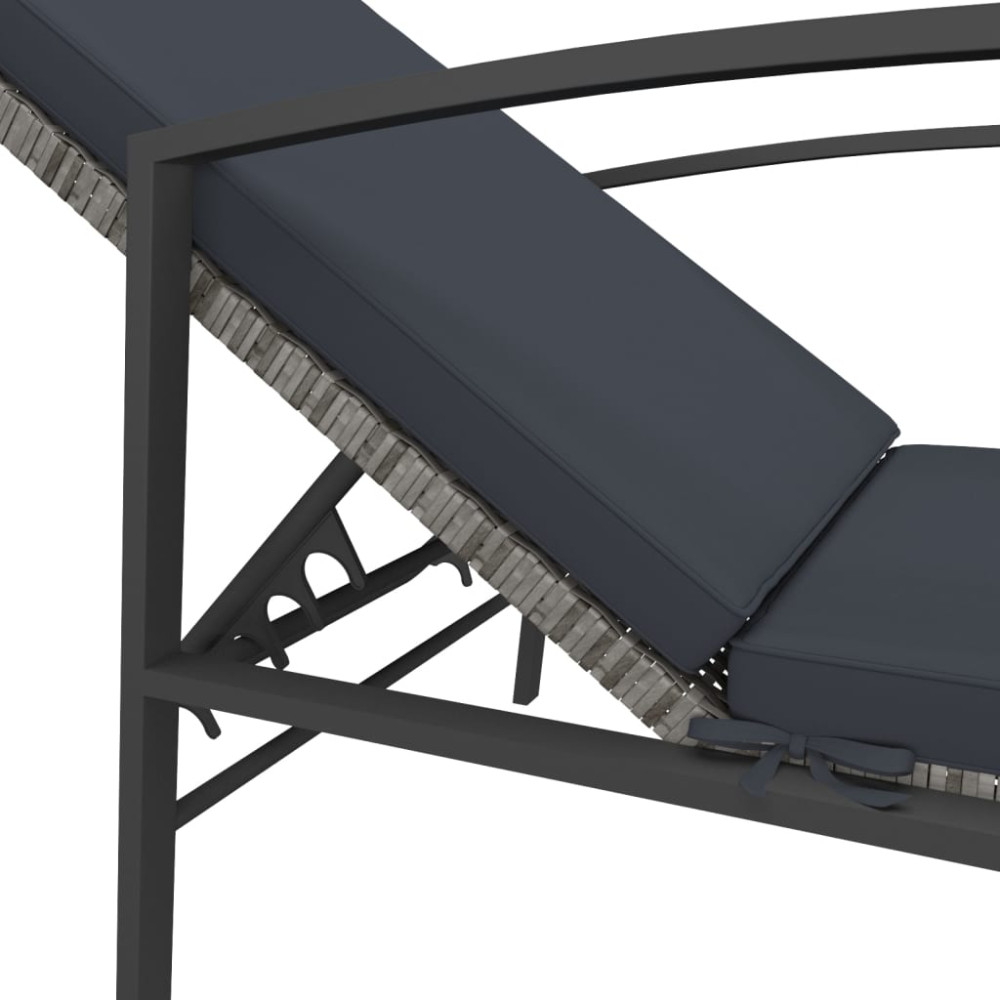 Produktbild för Solsängar 2 st med bord konstrotting grå