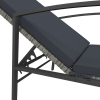 Produktbild för Solsängar 2 st med bord konstrotting grå