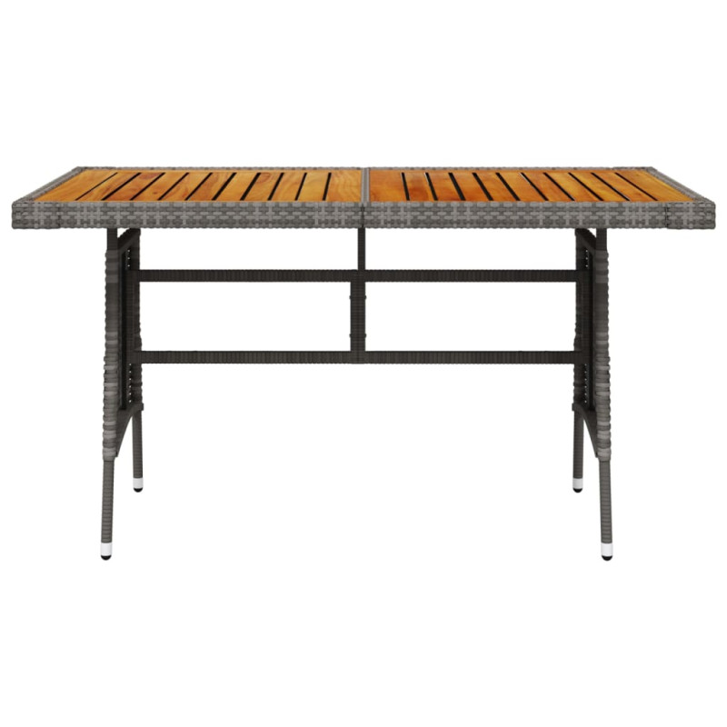 Produktbild för Matbord för trädgård grå 130x70x72cm konstrotting massiv akacia