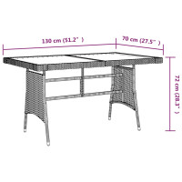Miniatyr av produktbild för Matbord för trädgård grå 130x70x72cm konstrotting massiv akacia