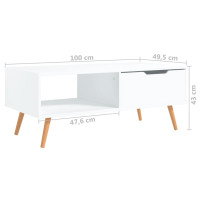 Produktbild för Soffbord vit 100x49,5x43 cm konstruerat trä