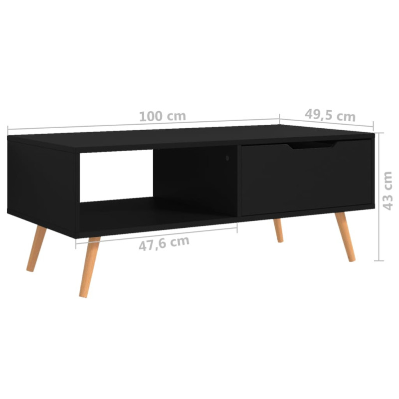 Produktbild för Soffbord svart 100x49,5x43 cm spånskiva