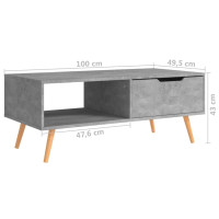 Produktbild för Soffbord grå 100x49,5x43 cm konstruerat trä