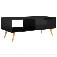 Produktbild för Soffbord svart högglansig 100x49,5x43 cm konstruerat trä