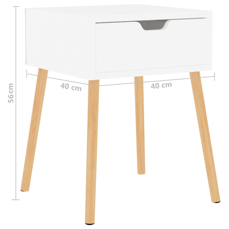 Produktbild för Sängbord vit 40x40x56 cm spånskiva