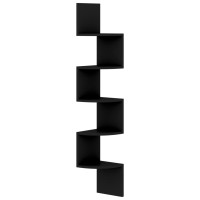 Produktbild för Vägghylla hörn svart 19x19x123 cm konstruerat trä