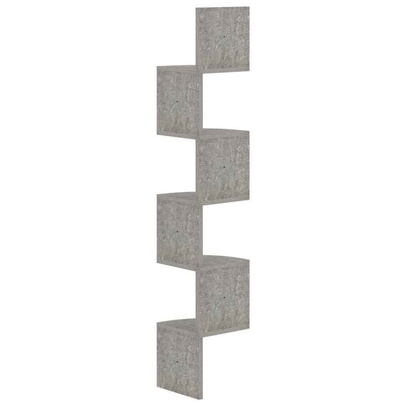 Produktbild för Vägghylla hörn betonggrå 19x19x123 cm konstruerat trä