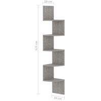 Miniatyr av produktbild för Vägghylla hörn betonggrå 19x19x123 cm konstruerat trä