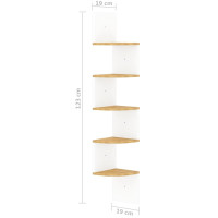 Produktbild för Vägghylla hörn vit och sonoma-ek 19x19x123 cm konstruerat trä