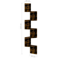 Produktbild för Vägghylla hörn rökfärgad ek 19x19x123 cm konstruerat trä