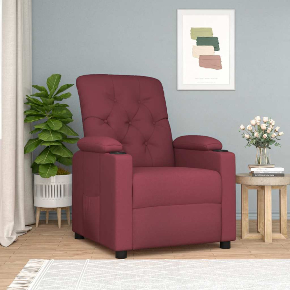 Produktbild för Reclinerfåtölj vinröd tyg