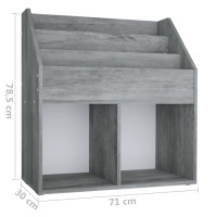Miniatyr av produktbild för Tidningsställ för barn betonggrå 71x30x78,5 cm spånskiva