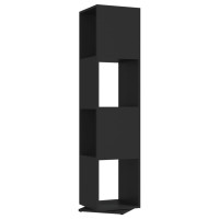 Produktbild för Roterande hylla svart 34,5x34,5x75,5 cm konstruerat trä