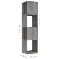 Miniatyr av produktbild för Roterande hylla betonggrå 34,5x34,5x75,5 cm spånskiva