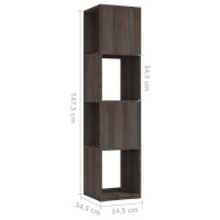 Produktbild för Roterande hylla grå 34,5x34,5x75,5 cm konstruerat trä