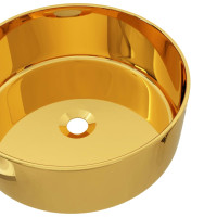 Miniatyr av produktbild för Handfat 40x15 cm keramik guld