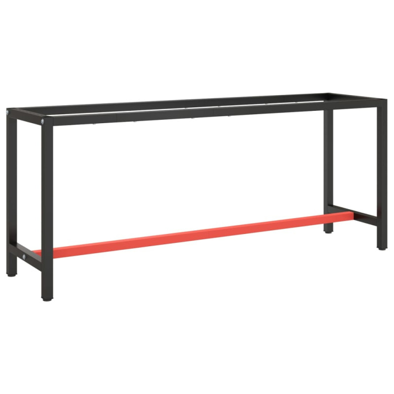 Produktbild för Ram för arbetsbänk svart och matt röd 190x50x79 cm metall