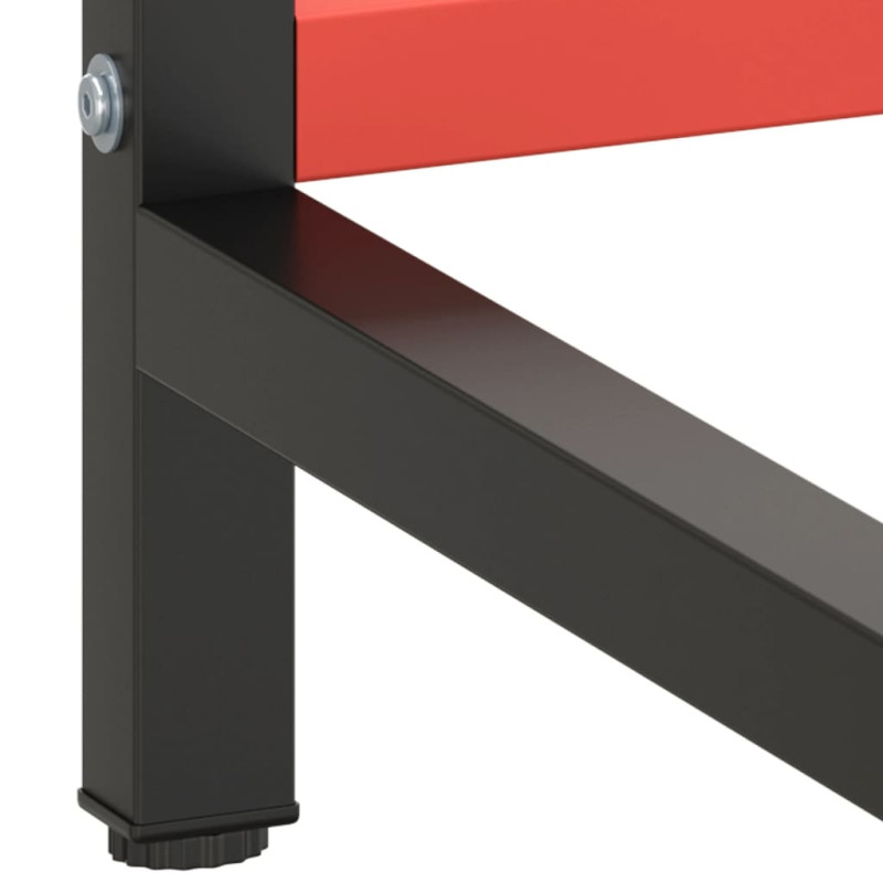 Produktbild för Ram för arbetsbänk svart och matt röd 180x57x79 cm metall