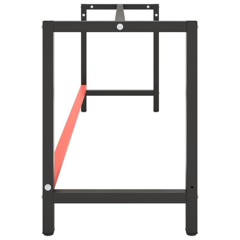 Produktbild för Ram för arbetsbänk svart och matt röd 220x57x79 cm metall