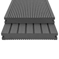 Miniatyr av produktbild för WPC massiva golvplattor med tillbehör 10 m² 2,2 m grå