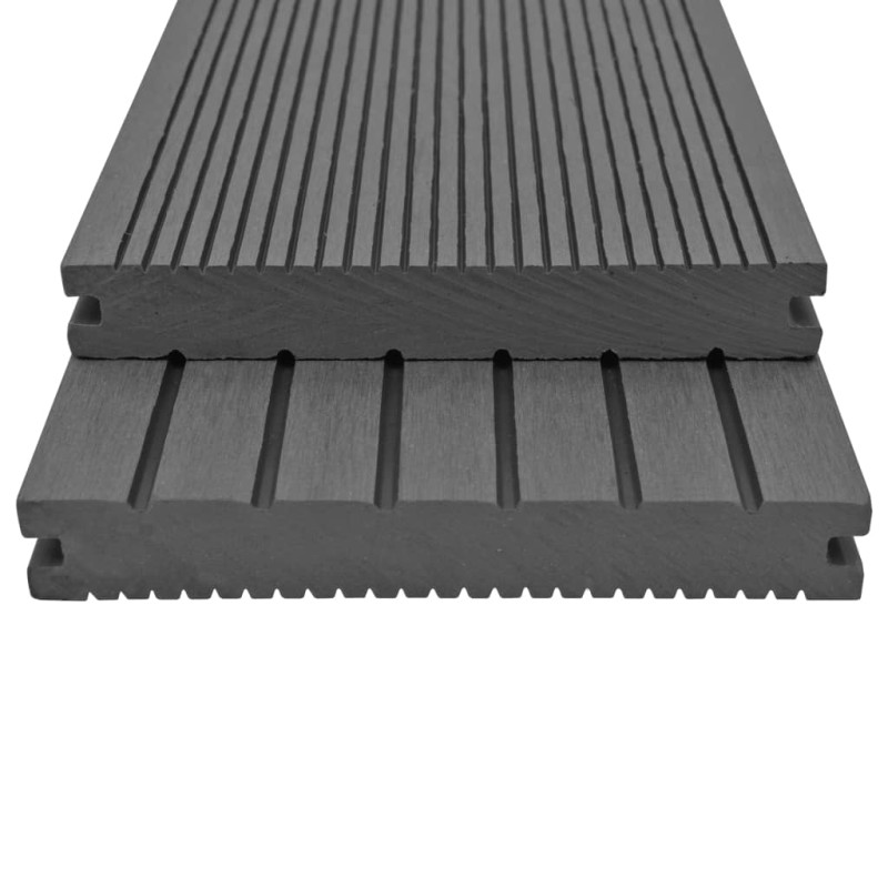Produktbild för WPC massiva golvplattor med tillbehör 10 m² 2,2 m grå