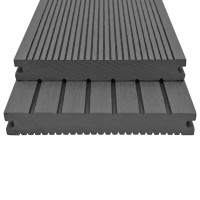 Miniatyr av produktbild för WPC massiva golvplattor med tillbehör 20 m² 2,2 m grå
