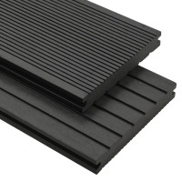 Miniatyr av produktbild för WPC massiva golvplattor med tillbehör 10 m² 2,2 m svart