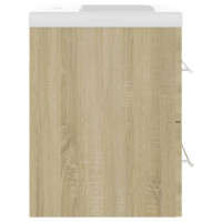 Produktbild för Badrumsskåp med inbyggt handfat sonoma-ek konstruerat trä