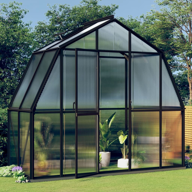 Produktbild för Växthus med basram antracit 3,3 m² aluminium