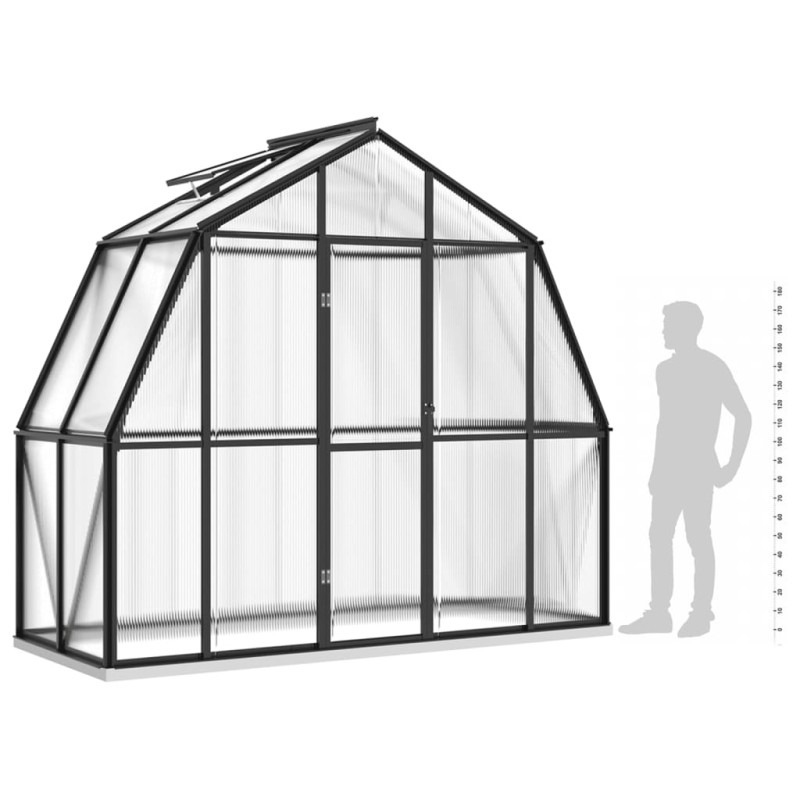 Produktbild för Växthus med basram antracit 3,3 m² aluminium