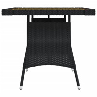Produktbild för Trädgårdsbord svart 70x70x72 cm konstrotting och massiv akacia