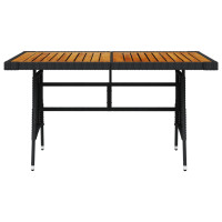 Produktbild för Trädgårdsbord svart 130x70x72cm konstrotting massiv akacia