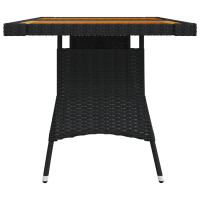 Produktbild för Trädgårdsbord svart 130x70x72cm konstrotting massiv akacia