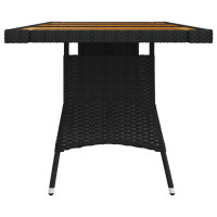Produktbild för Trädgårdsbord svart 160x70x72cm konstrotting massiv akacia