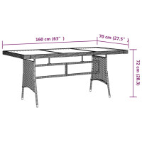Produktbild för Trädgårdsbord svart 160x70x72cm konstrotting massiv akacia