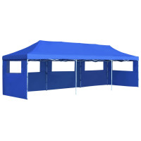 Miniatyr av produktbild för Pop-Up hopfällbart partytält med 5 sidoväggar blå 3x9 m