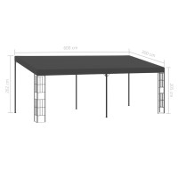 Produktbild för Väggmonterad paviljong 3x6 m antracit tyg