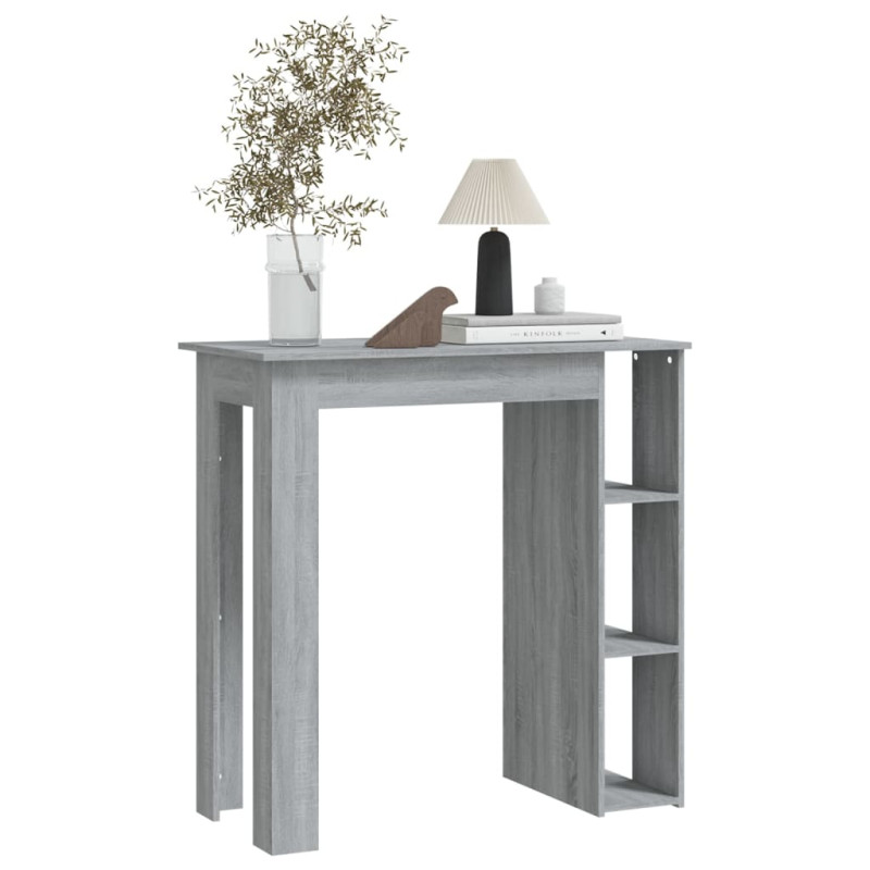 Produktbild för Barbord med hylla grå 102x50x103,5 cm konstruerat trä